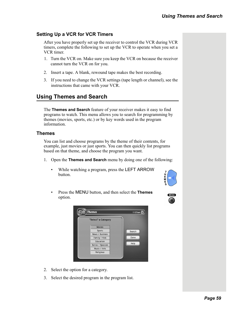 Using themes and search | Dish Network Solo 351 User Manual | Page 64 / 138