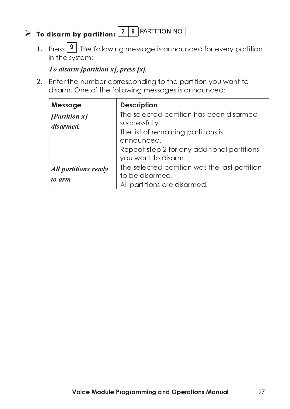 Press | RISCO Group ProSYS, Interactive Voice Module User Manual | Page 27 / 44