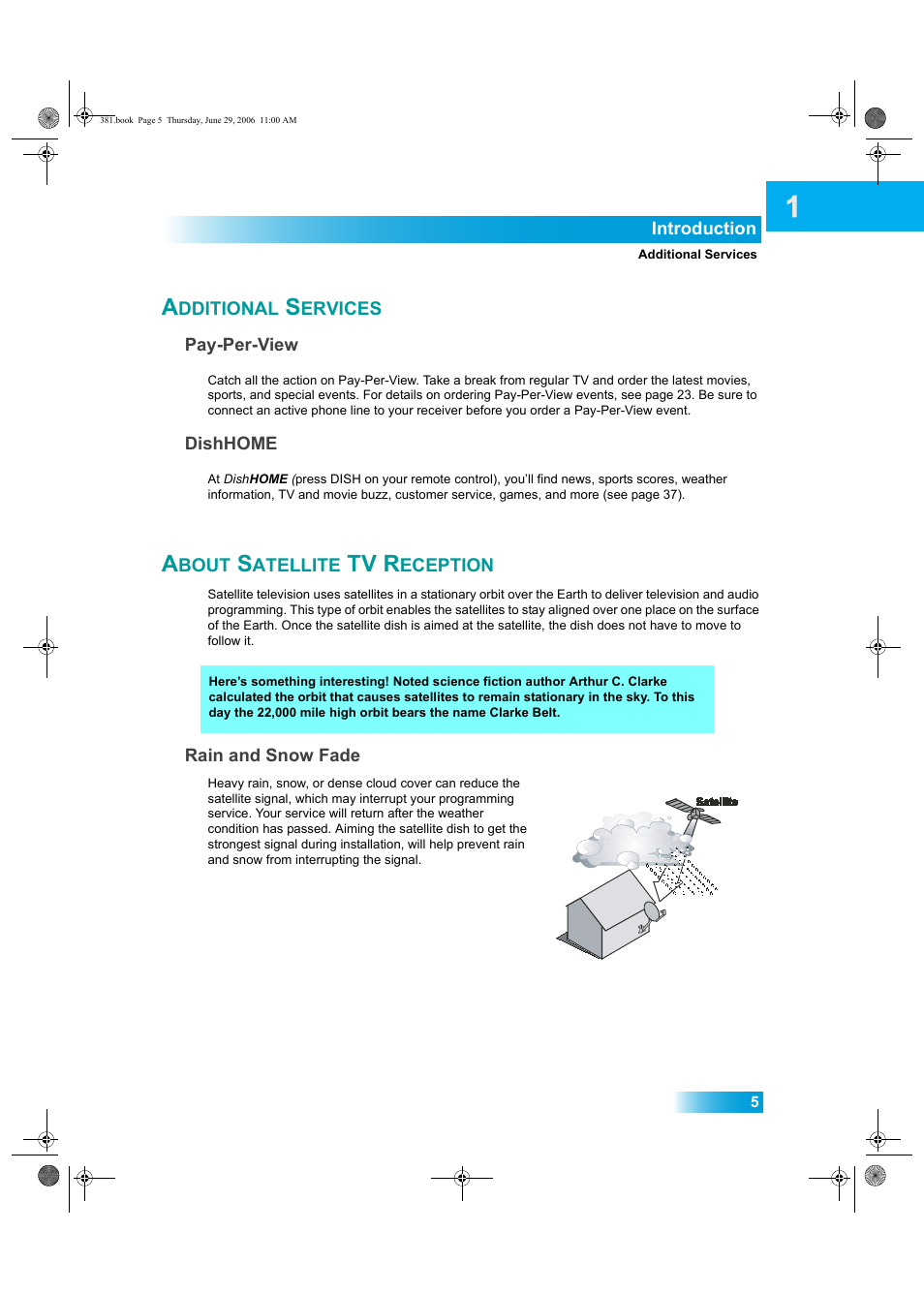 Dditional, Ervices, Bout | Atellite, Tv r, Eception | Dish Network Solo 381 User Manual | Page 10 / 114