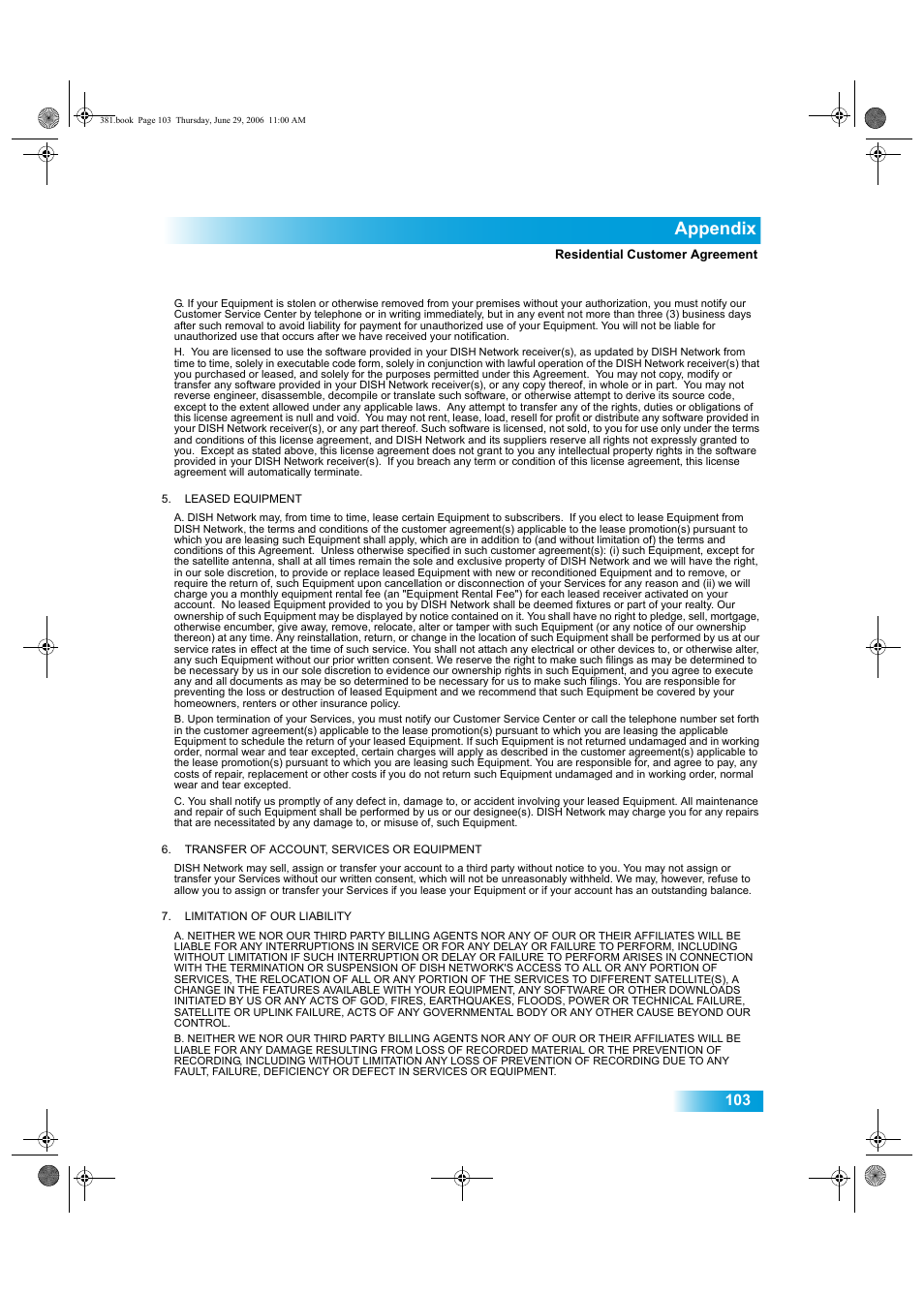 Appendix | Dish Network Solo 381 User Manual | Page 108 / 114