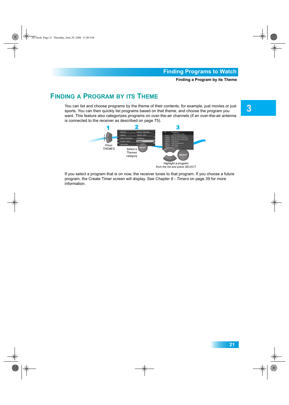 Inding, Rogram, Heme | Dish Network Solo 381 User Manual | Page 26 / 114