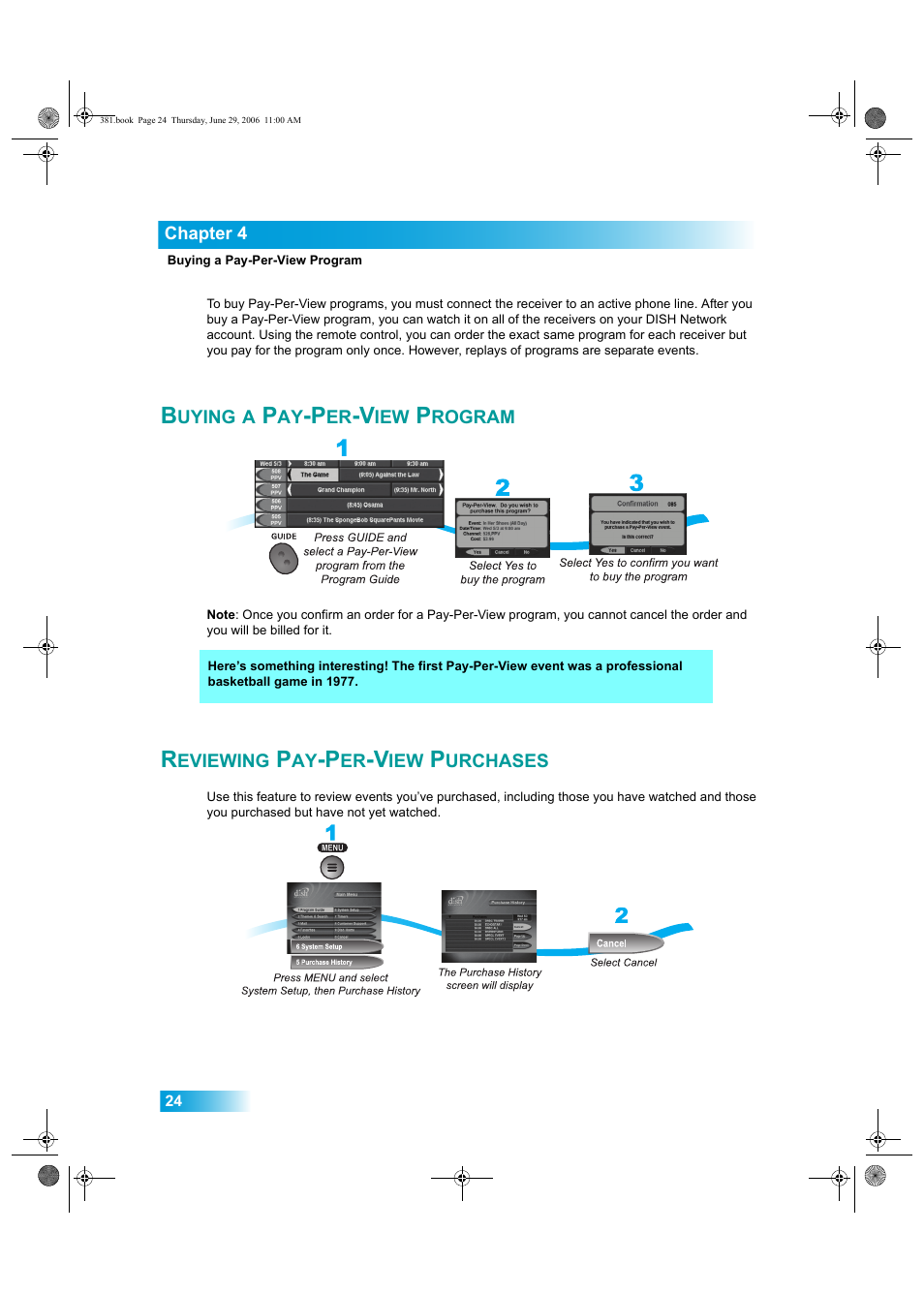 Uying, Rogram, Eviewing | Urchases | Dish Network Solo 381 User Manual | Page 29 / 114
