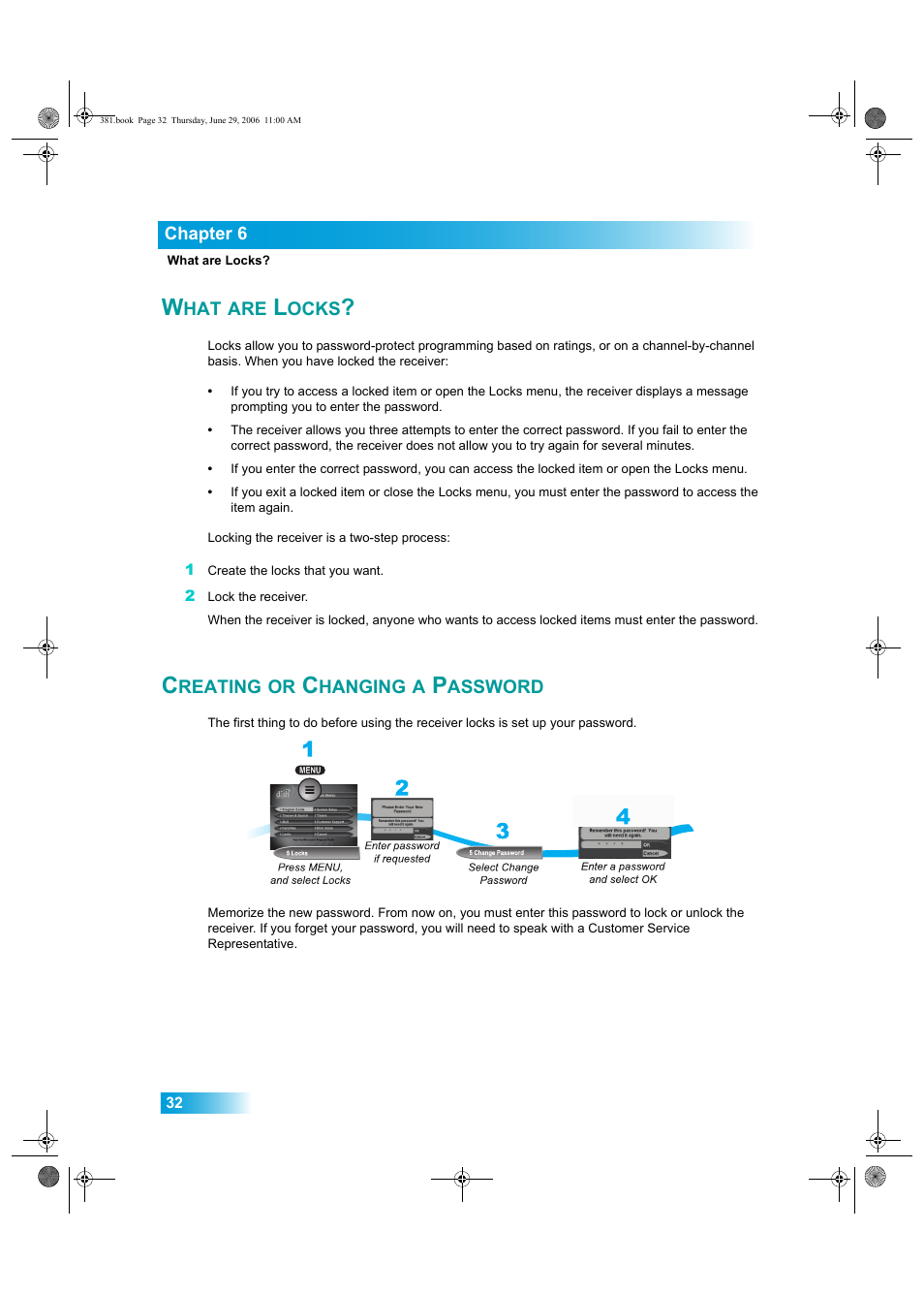 Ocks, Reating, Hanging | Assword | Dish Network Solo 381 User Manual | Page 37 / 114