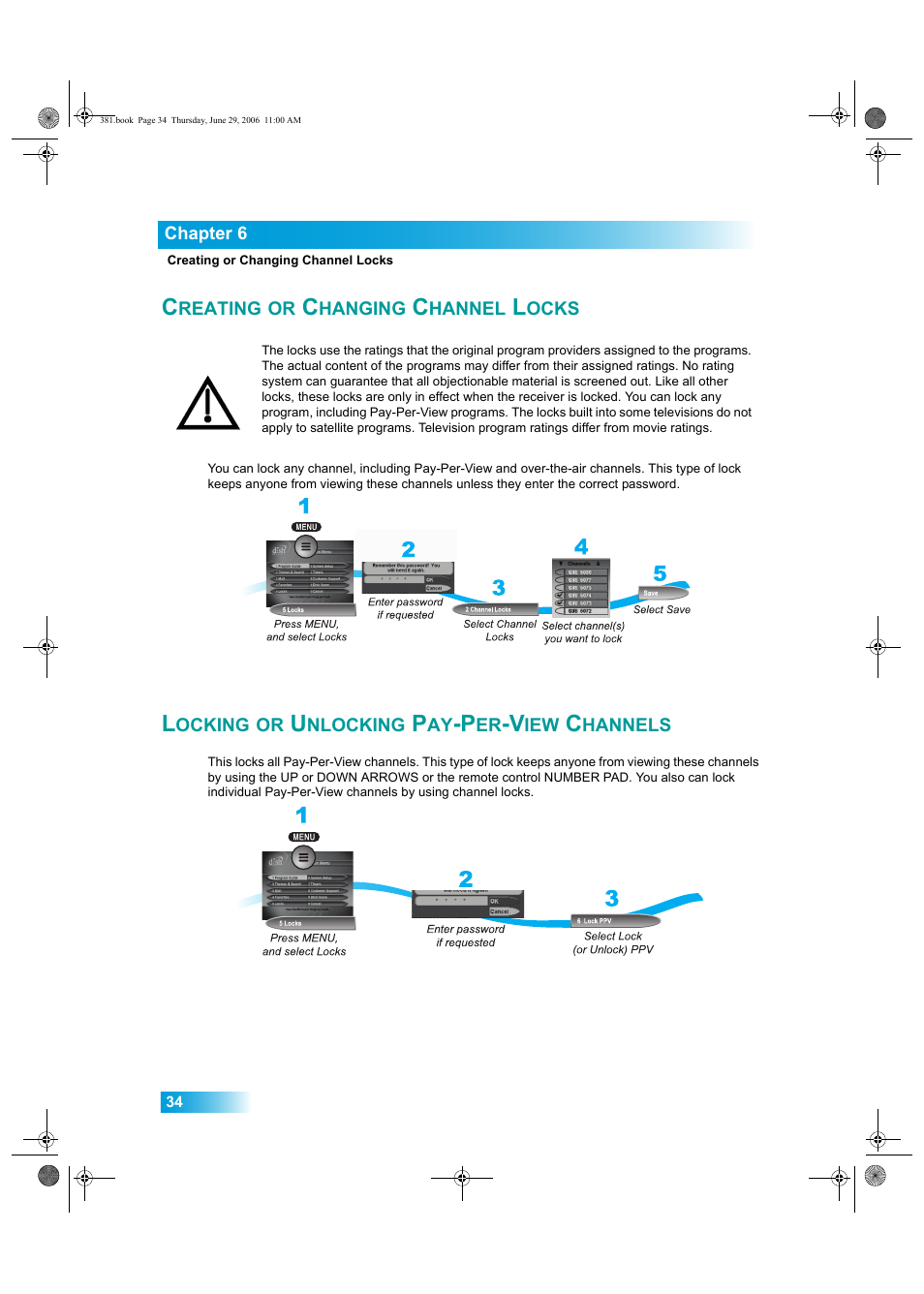 Reating, Hanging, Hannel | Ocks, Ocking, Nlocking, Hannels | Dish Network Solo 381 User Manual | Page 39 / 114