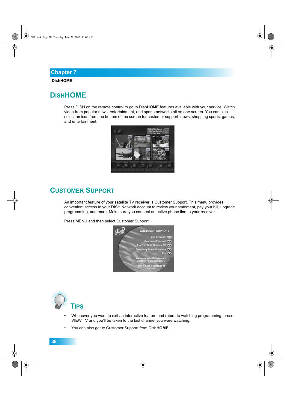 Home, Ustomer, Upport | Dish Network Solo 381 User Manual | Page 43 / 114