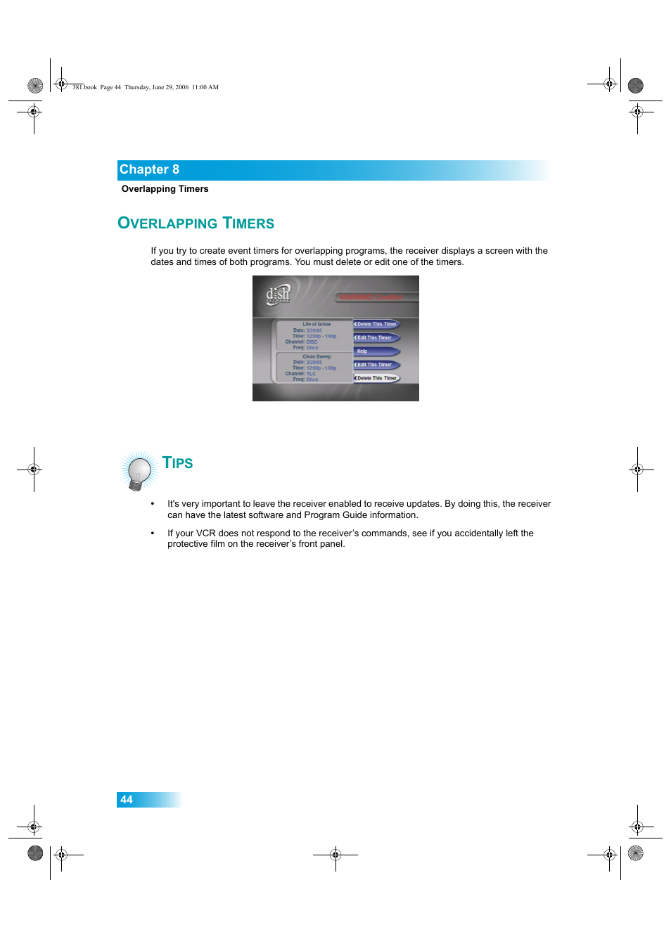 Verlapping, Imers | Dish Network Solo 381 User Manual | Page 49 / 114