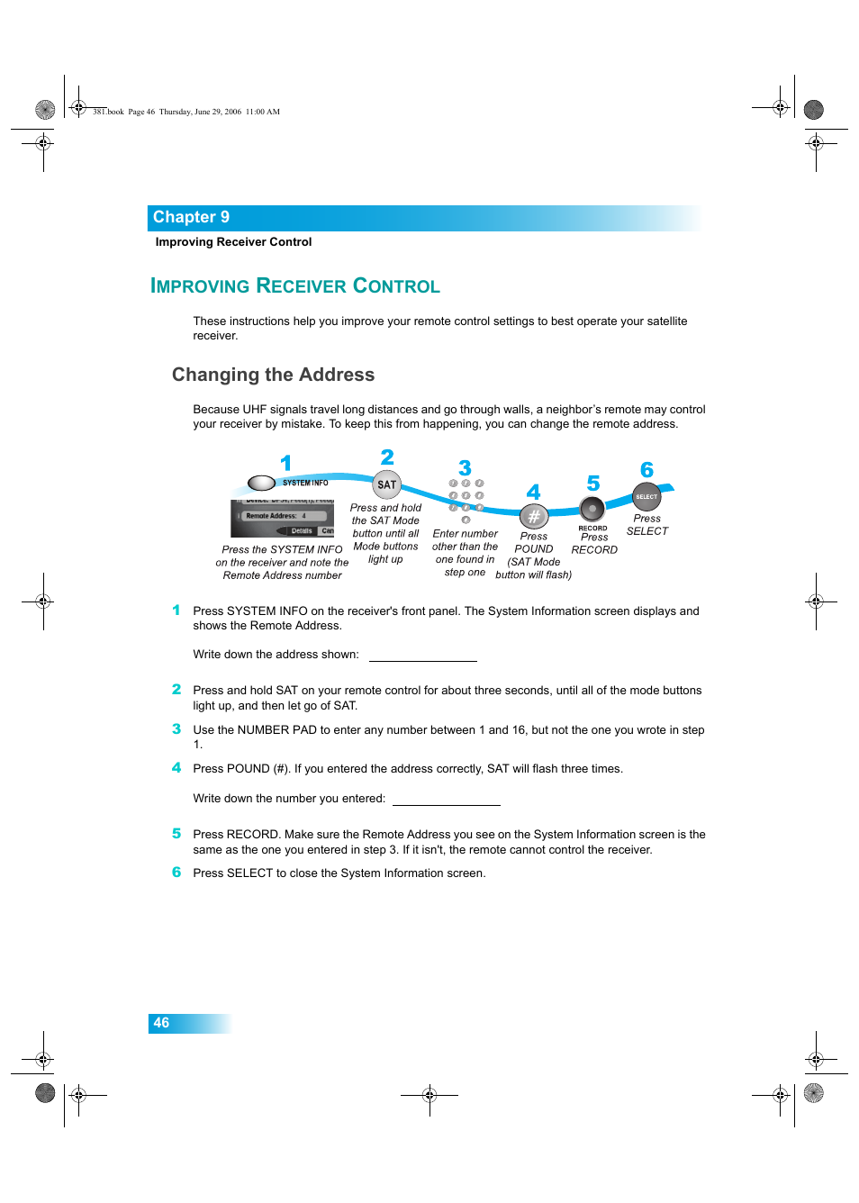 Mproving, Eceiver, Ontrol | Changing the address | Dish Network Solo 381 User Manual | Page 51 / 114