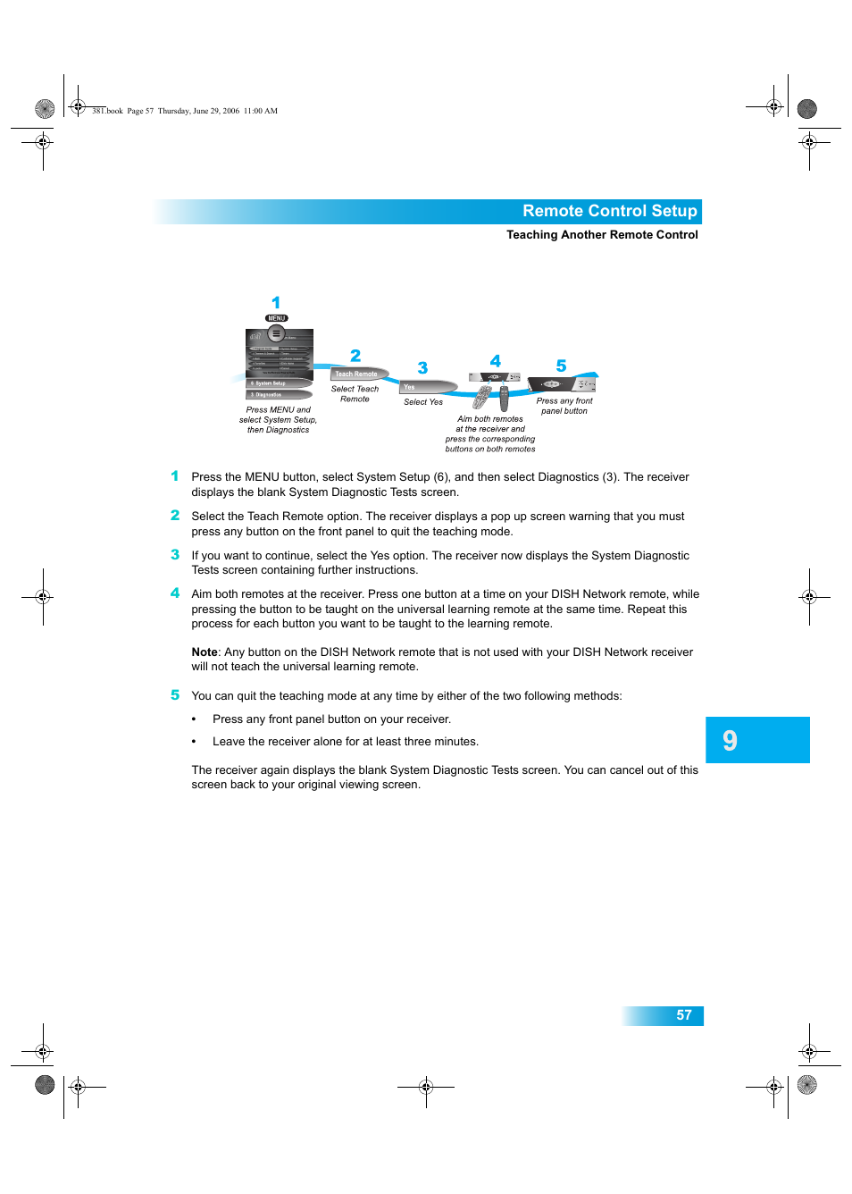 Remote control setup | Dish Network Solo 381 User Manual | Page 62 / 114