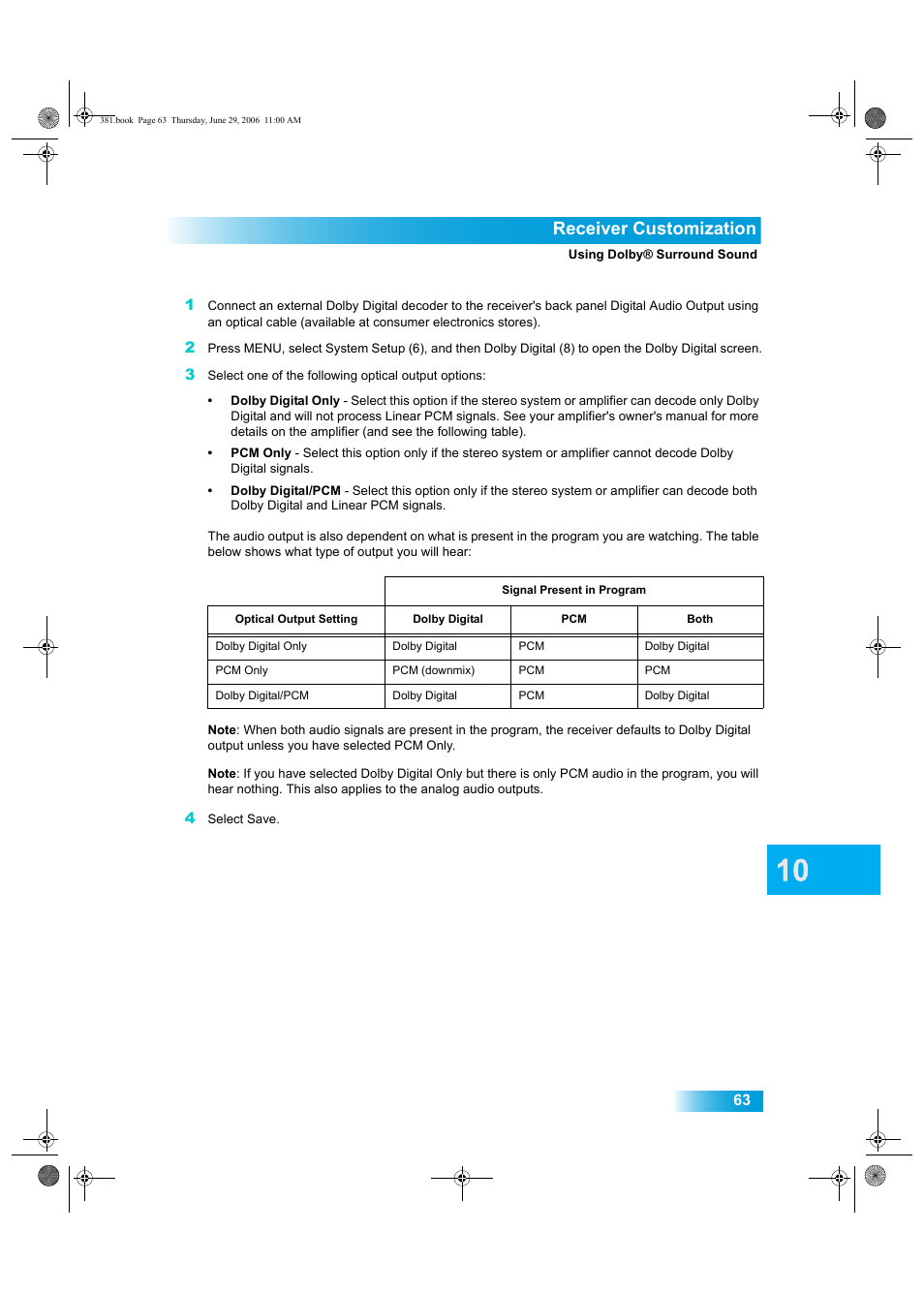 Receiver customization | Dish Network Solo 381 User Manual | Page 68 / 114