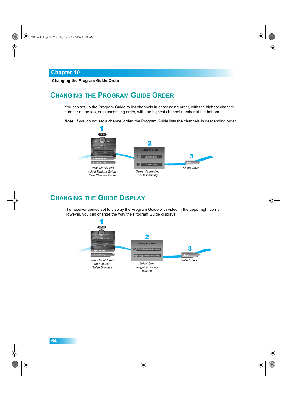 Hanging, Rogram, Uide | Rder, Isplay | Dish Network Solo 381 User Manual | Page 69 / 114