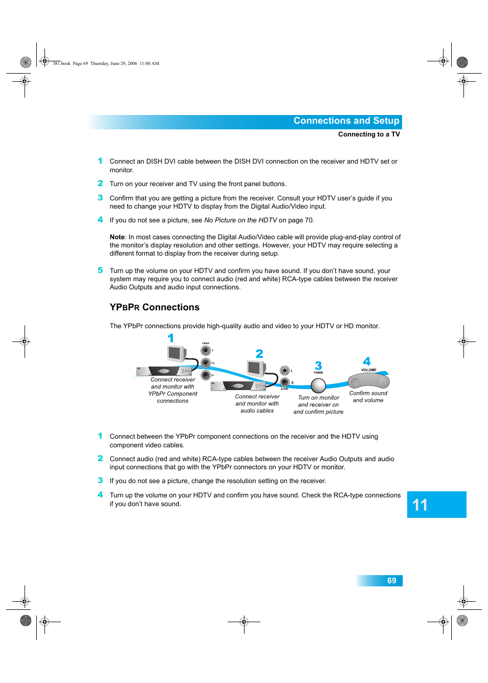 Connections and setup, Connections | Dish Network Solo 381 User Manual | Page 74 / 114