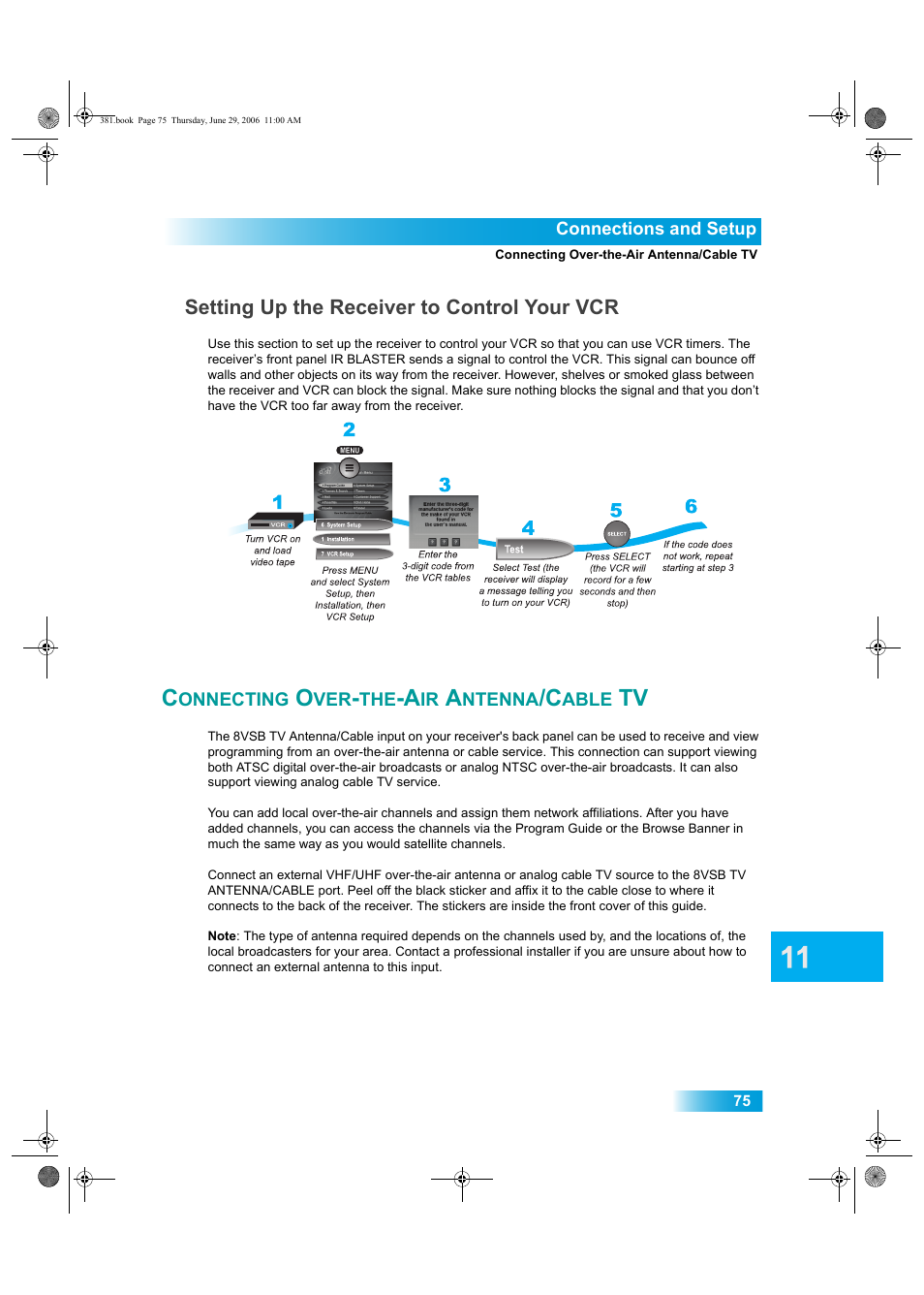 Onnecting, Ntenna, Able | Dish Network Solo 381 User Manual | Page 80 / 114