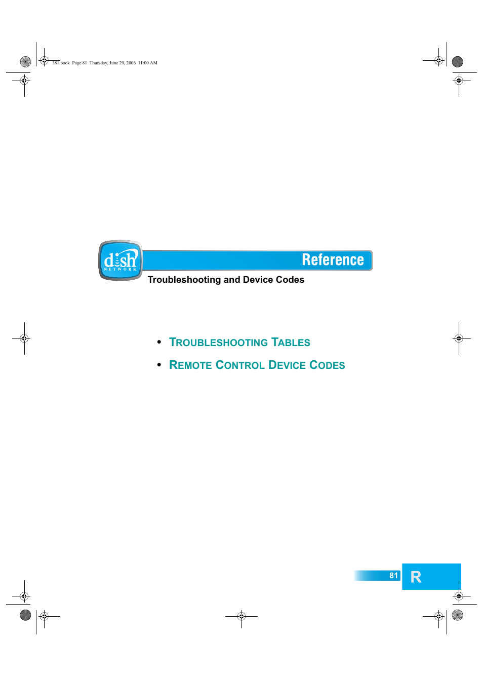 Appendix, Reference | Dish Network Solo 381 User Manual | Page 86 / 114