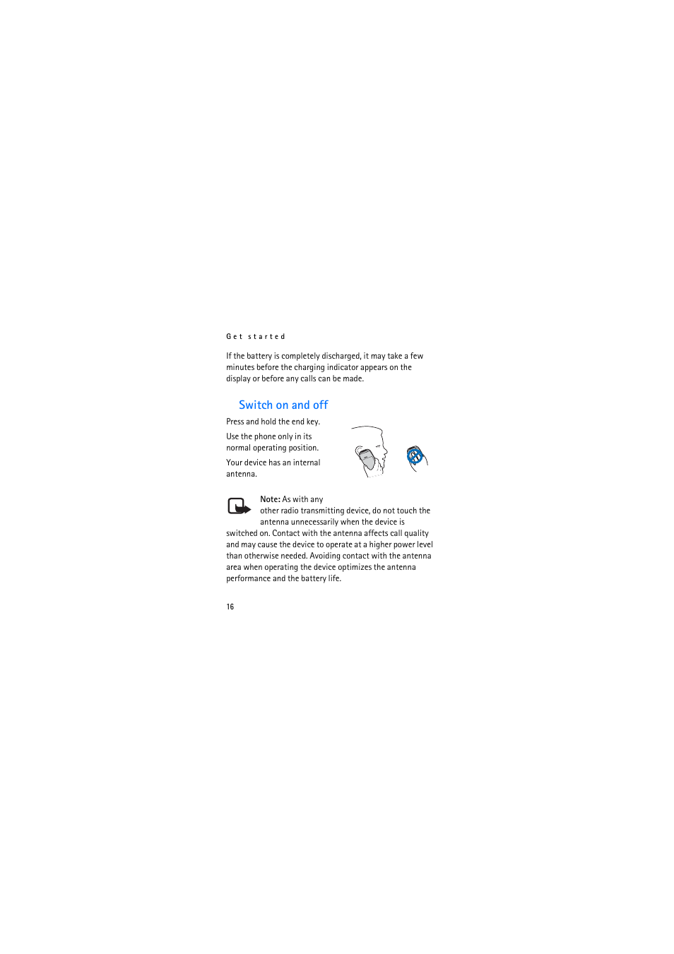 Switch on and off | Nokia 2310 User Manual | Page 16 / 63