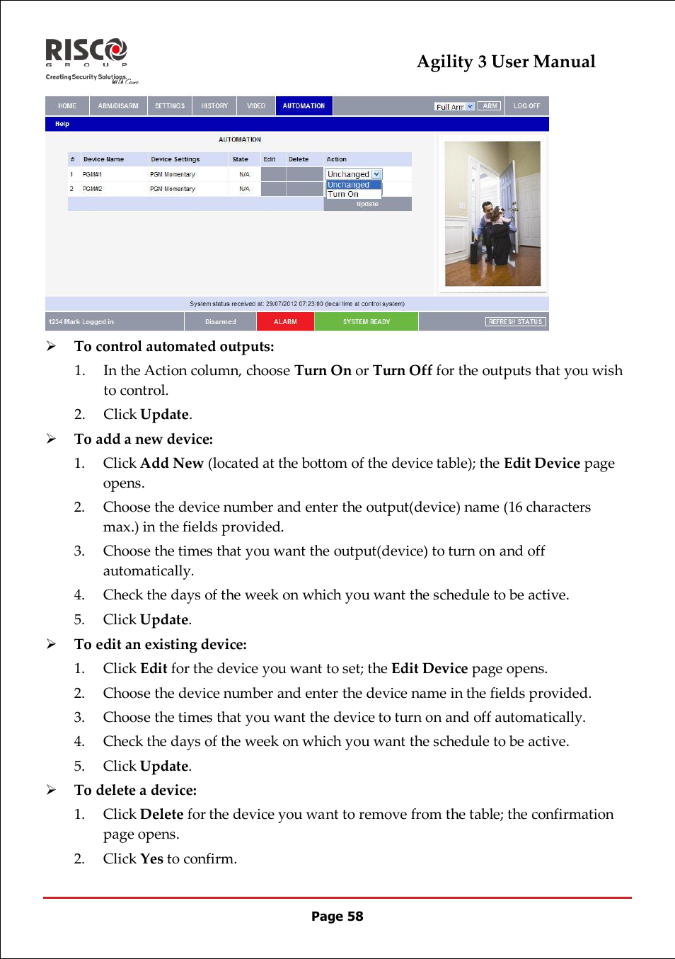 Agility 3 user manual | RISCO Group 5IN2047 Agility3 Full User Manual UK.pdf User Manual | Page 58 / 60