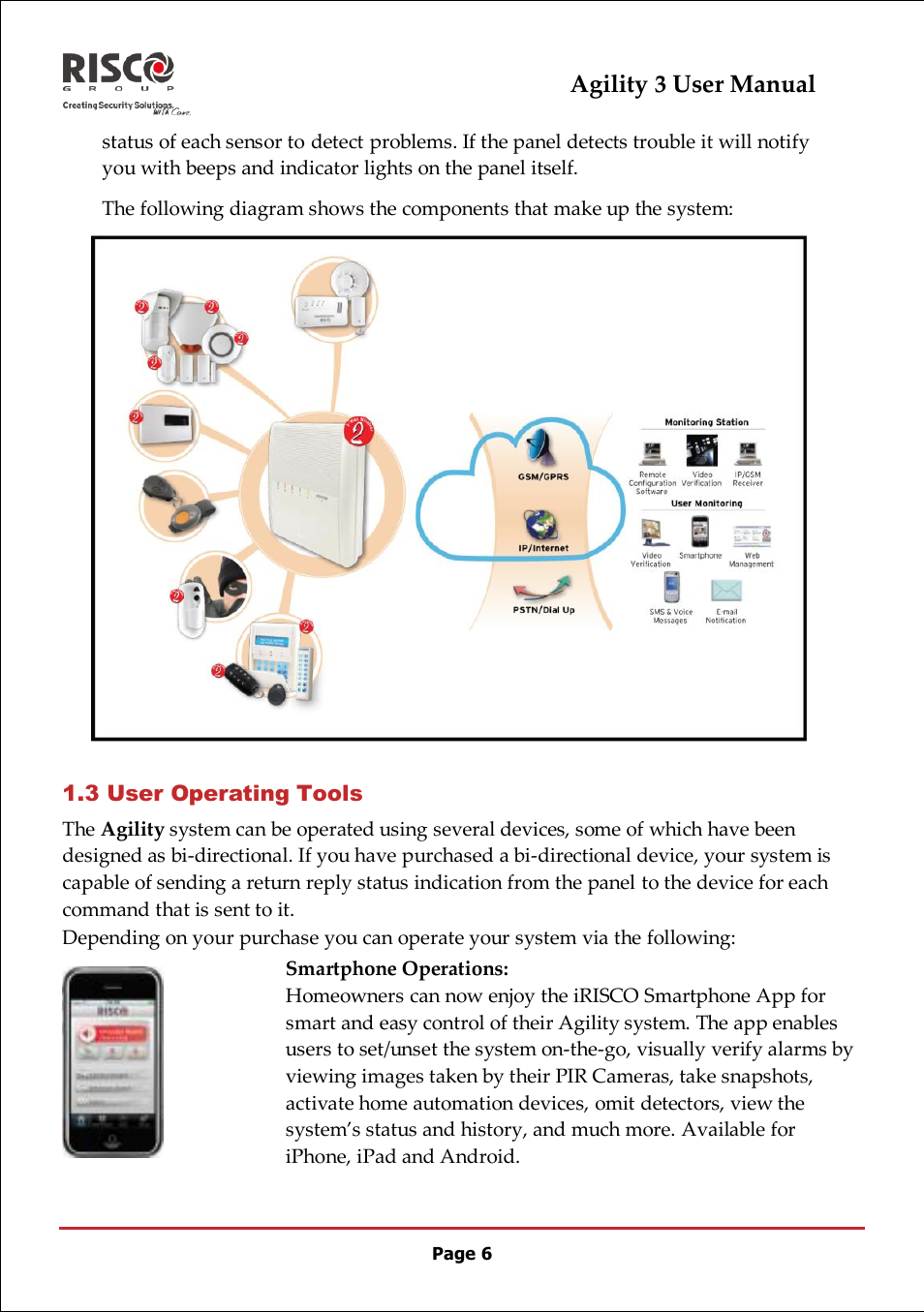 3 user operating tools, Agility 3 user manual | RISCO Group 5IN2047 Agility3 Full User Manual UK.pdf User Manual | Page 6 / 60