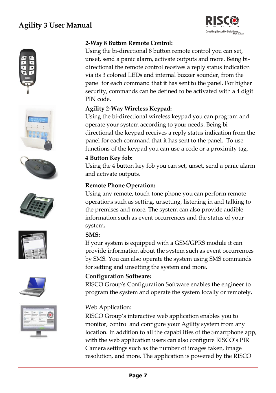 Agility 3 user manual | RISCO Group 5IN2047 Agility3 Full User Manual UK.pdf User Manual | Page 7 / 60