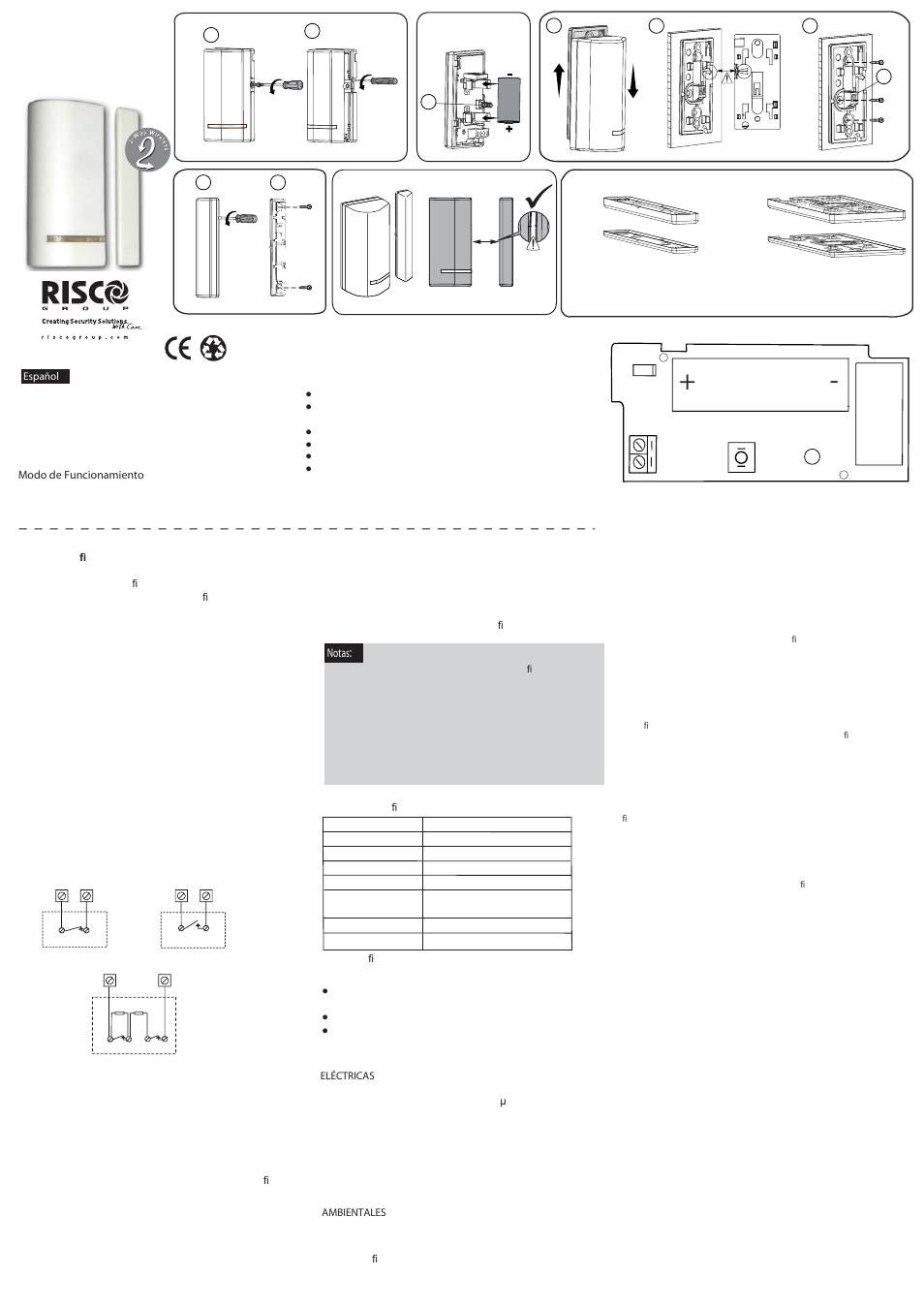 RISCO Group 2-Way Wireless Magnetic / Door Contact RWX73M User Manual | Page 2 / 2