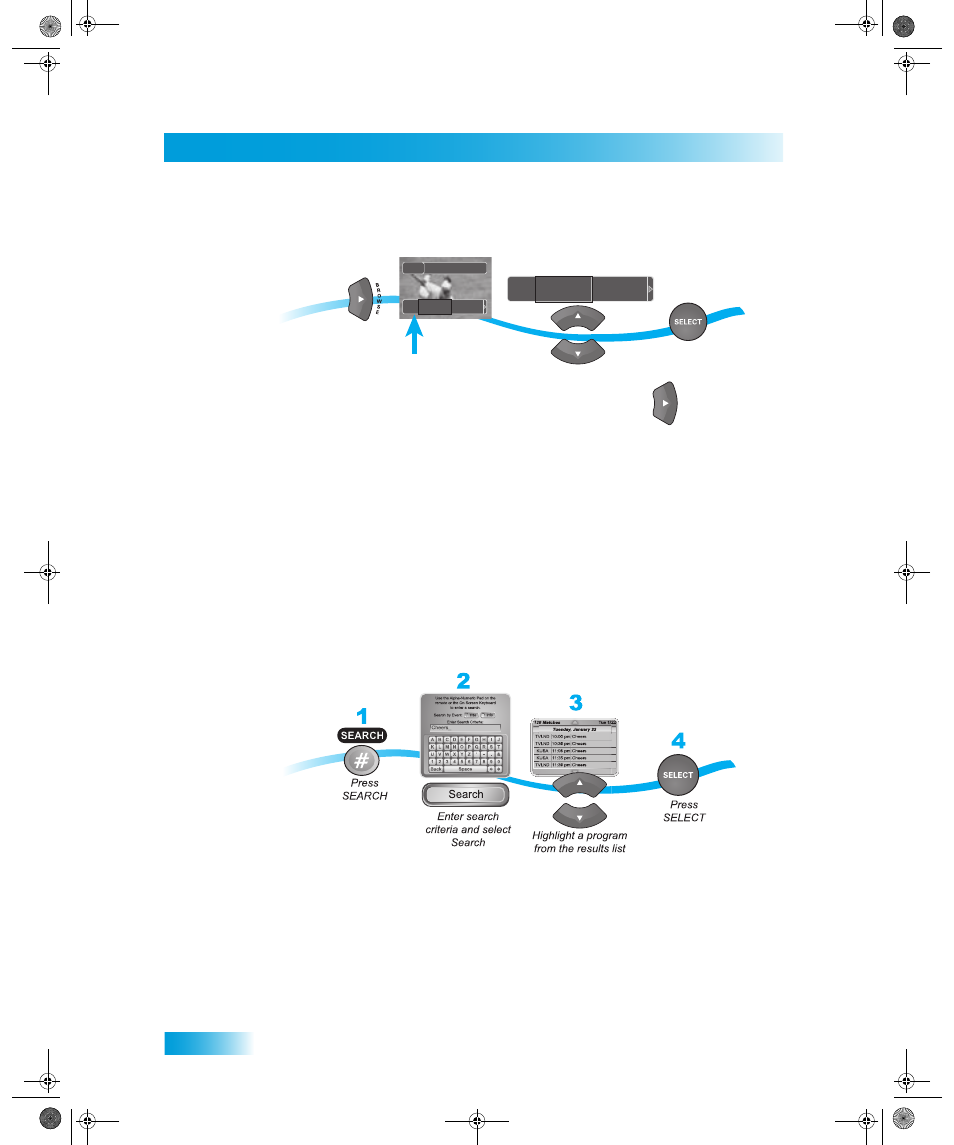 Sing, Earch to, Ind a | Rogram, Chapter 3, Using the search feature | Dish Network Solo ViP 411 User Manual | Page 34 / 146