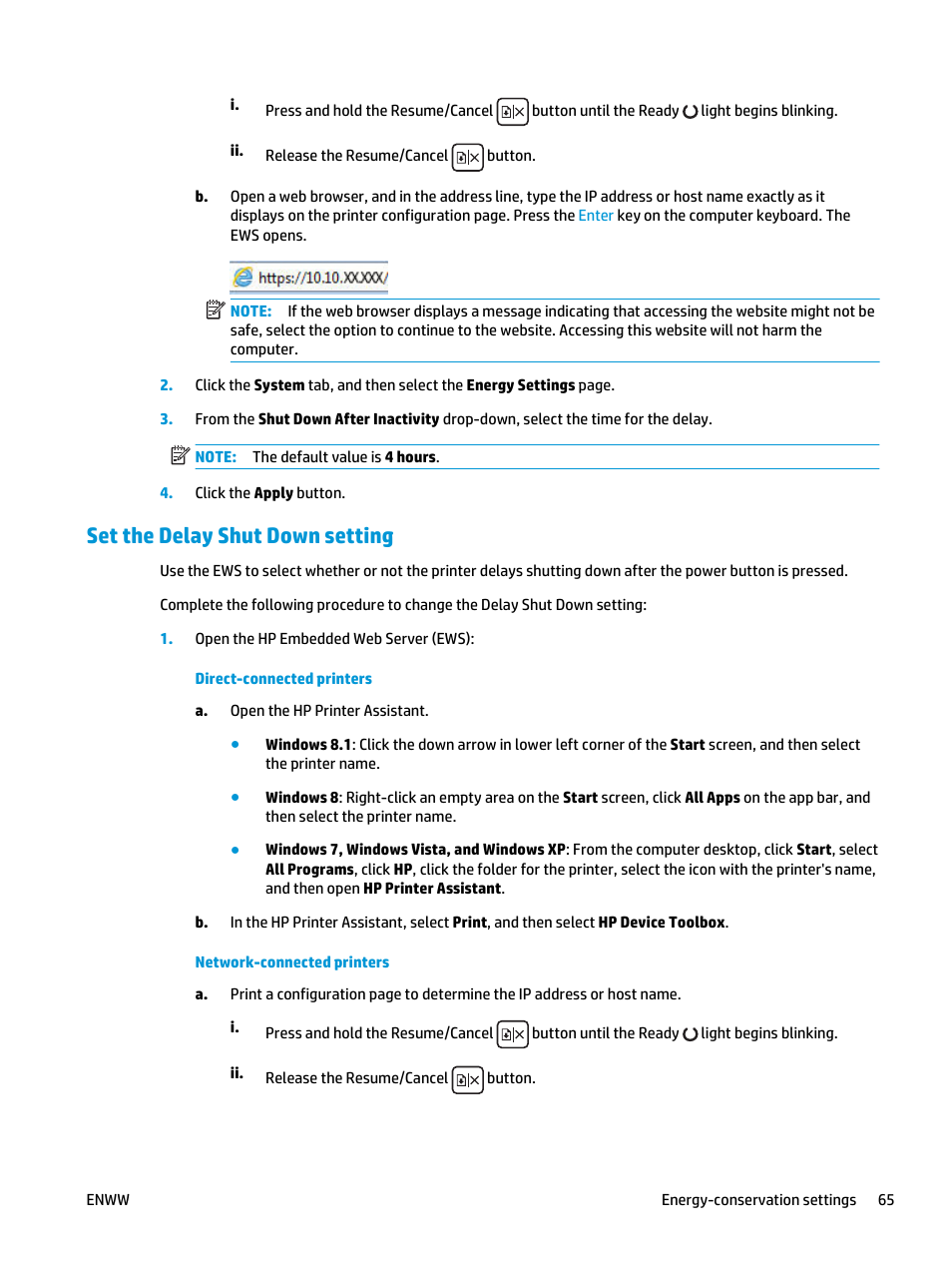 Set the delay shut down setting | HP LaserJet Ultra M106w User Manual | Page 75 / 110