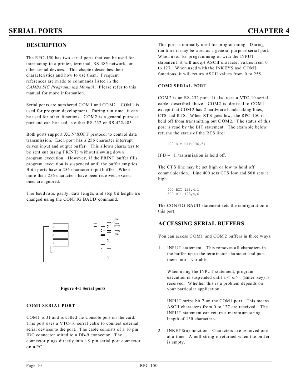 Serial ports chapter 4 | Remote Processing RPC-150 User Manual | Page 12 / 26