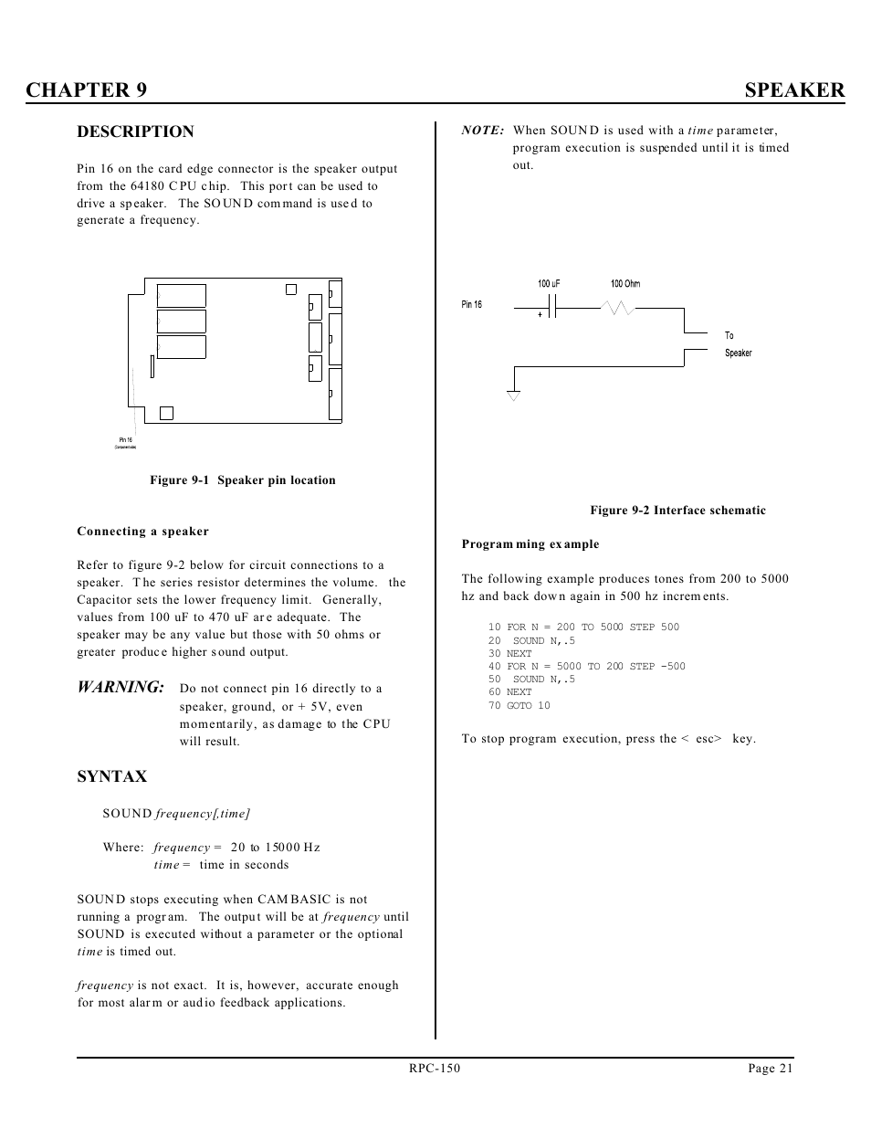 Chapter 9 speaker | Remote Processing RPC-150 User Manual | Page 23 / 26