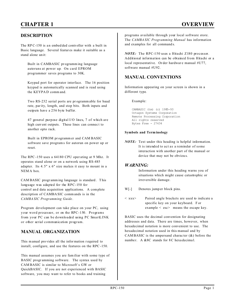 Chapter 1 overview | Remote Processing RPC-150 User Manual | Page 3 / 26