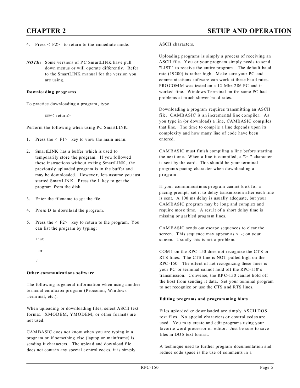 Chapter 2 setup and operation | Remote Processing RPC-150 User Manual | Page 7 / 26