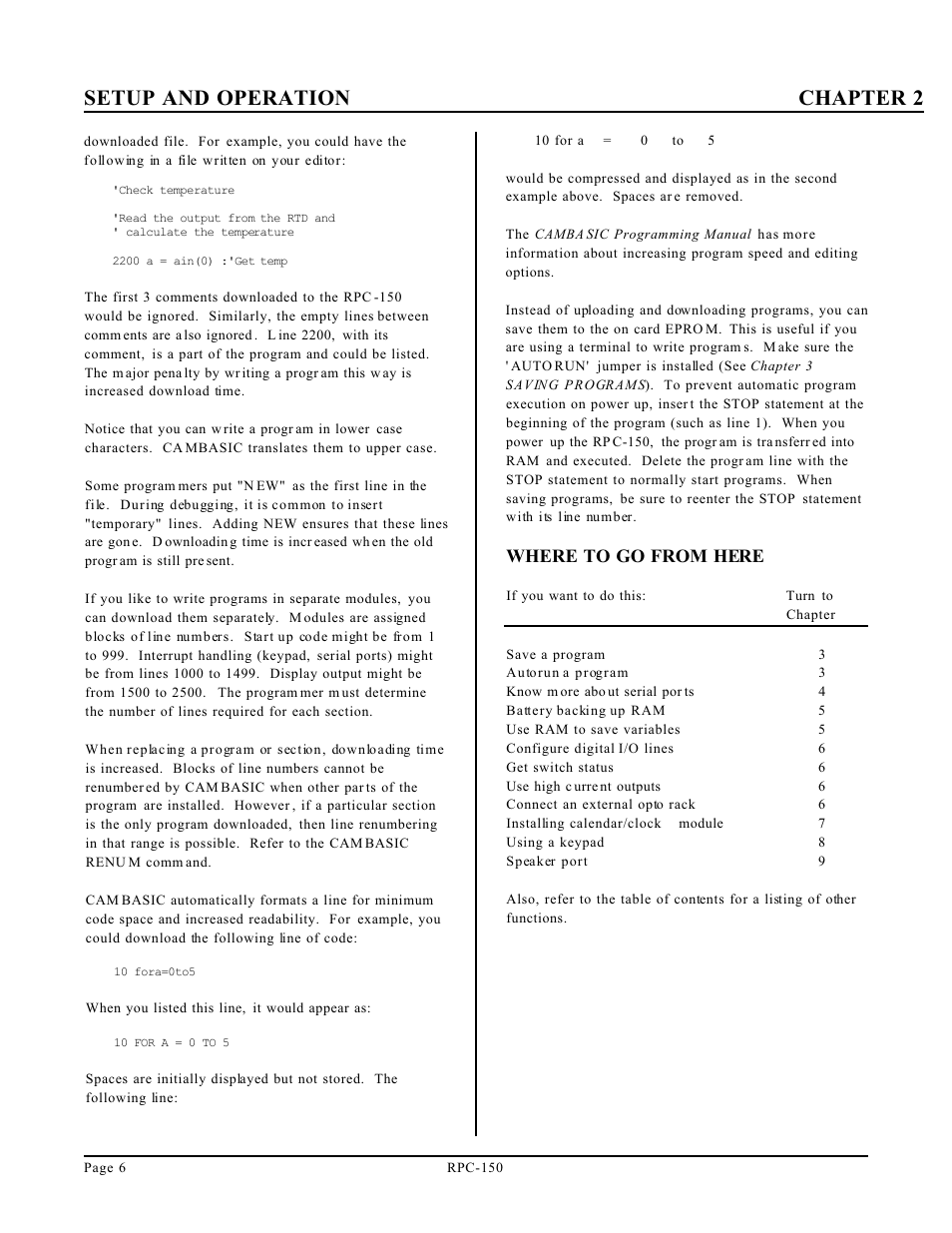 Setup and operation chapter 2, Where to go from here | Remote Processing RPC-150 User Manual | Page 8 / 26