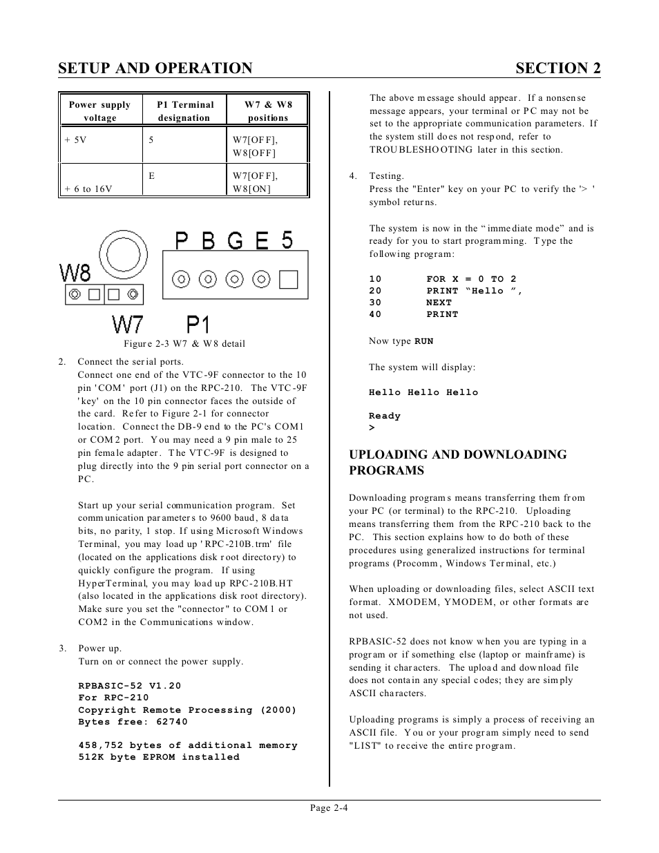 Uploading and downloading programs | Remote Processing RPC-210 User Manual | Page 10 / 60