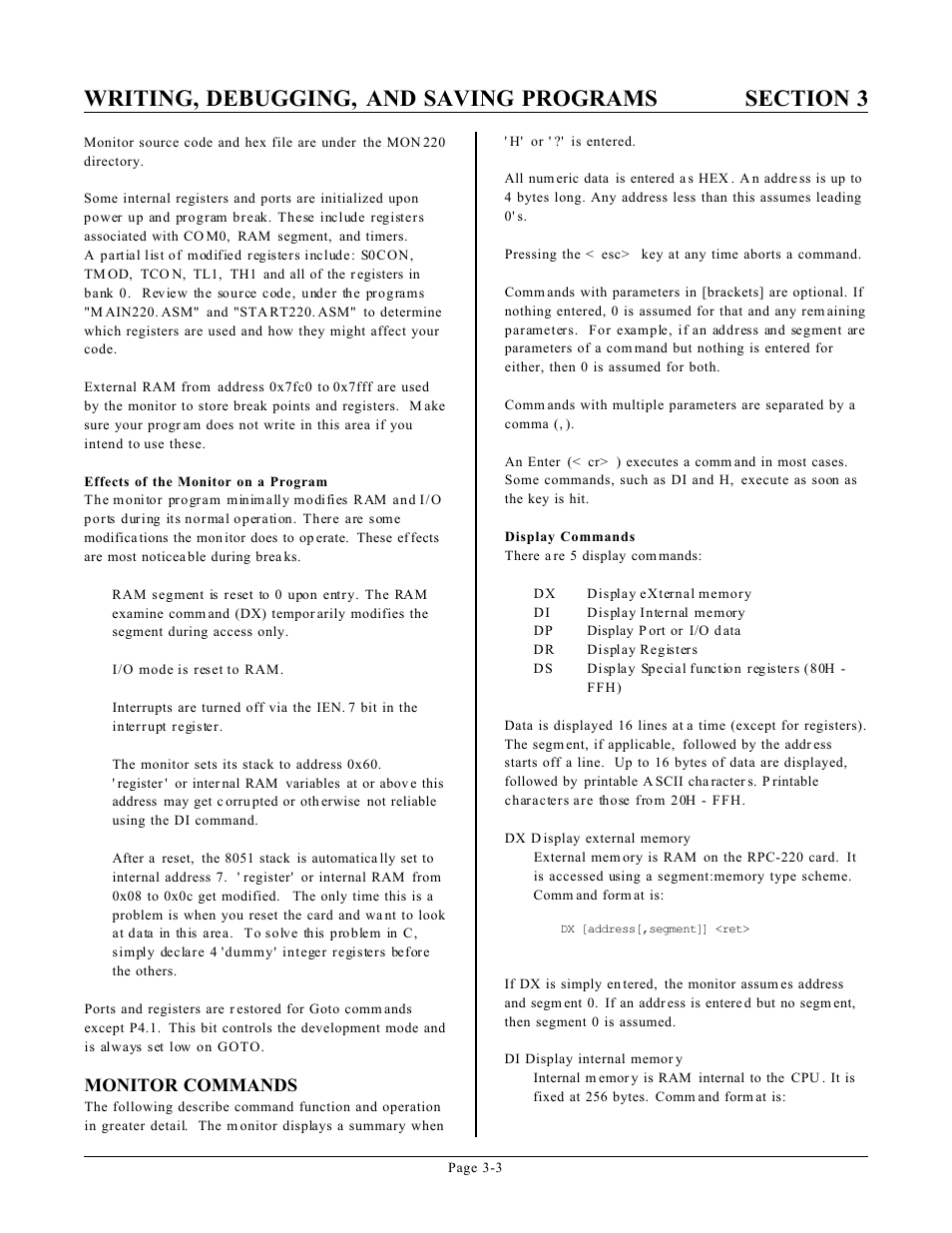 Monitor commands | Remote Processing RPC-220 User Manual | Page 14 / 47