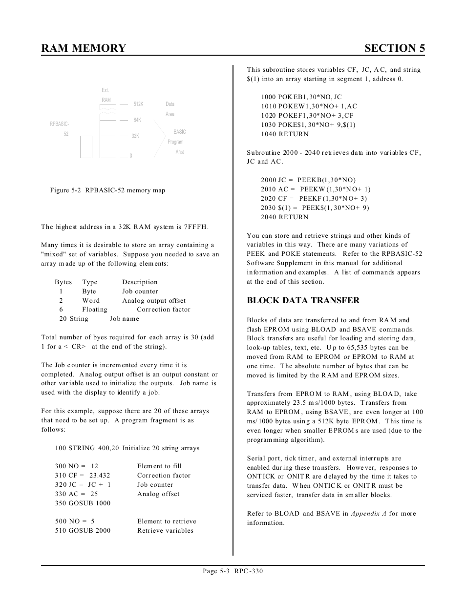 Block data transfer | Remote Processing RPC-330 User Manual | Page 20 / 48