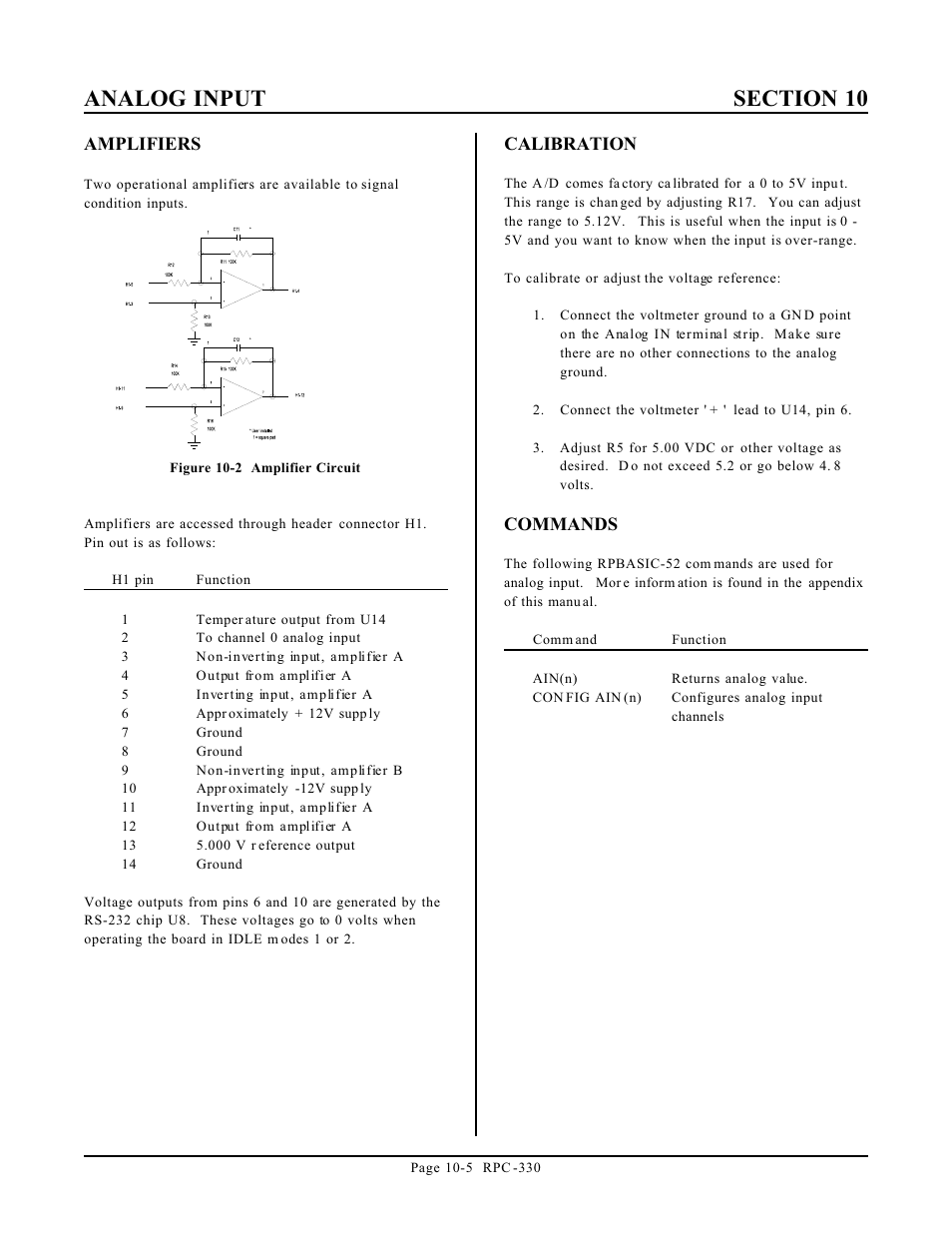 Amplifiers, Calibration, Commands | Remote Processing RPC-330 User Manual | Page 39 / 48