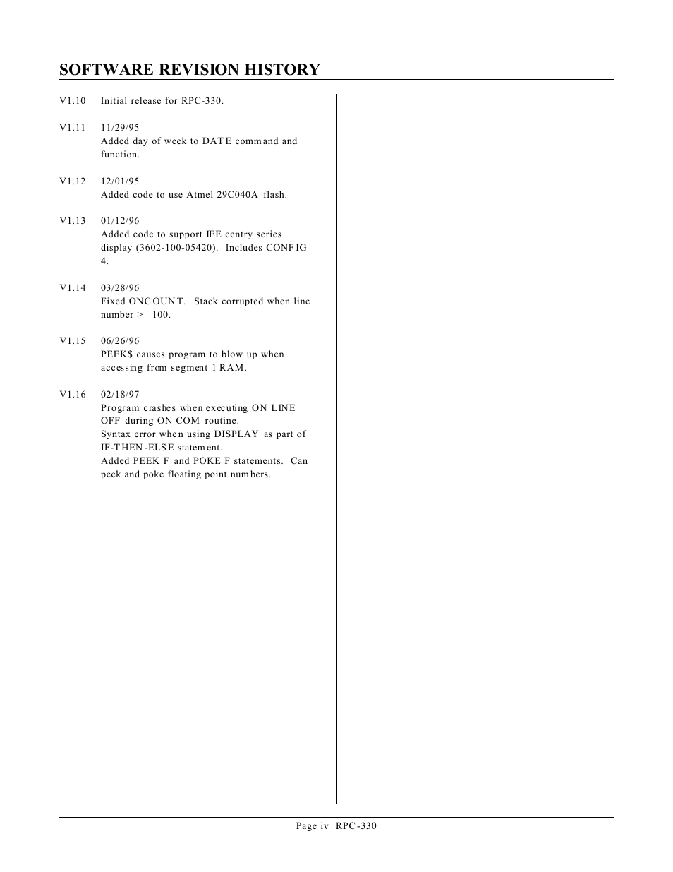 Software revision history | Remote Processing RPC-330 User Manual | Page 4 / 48