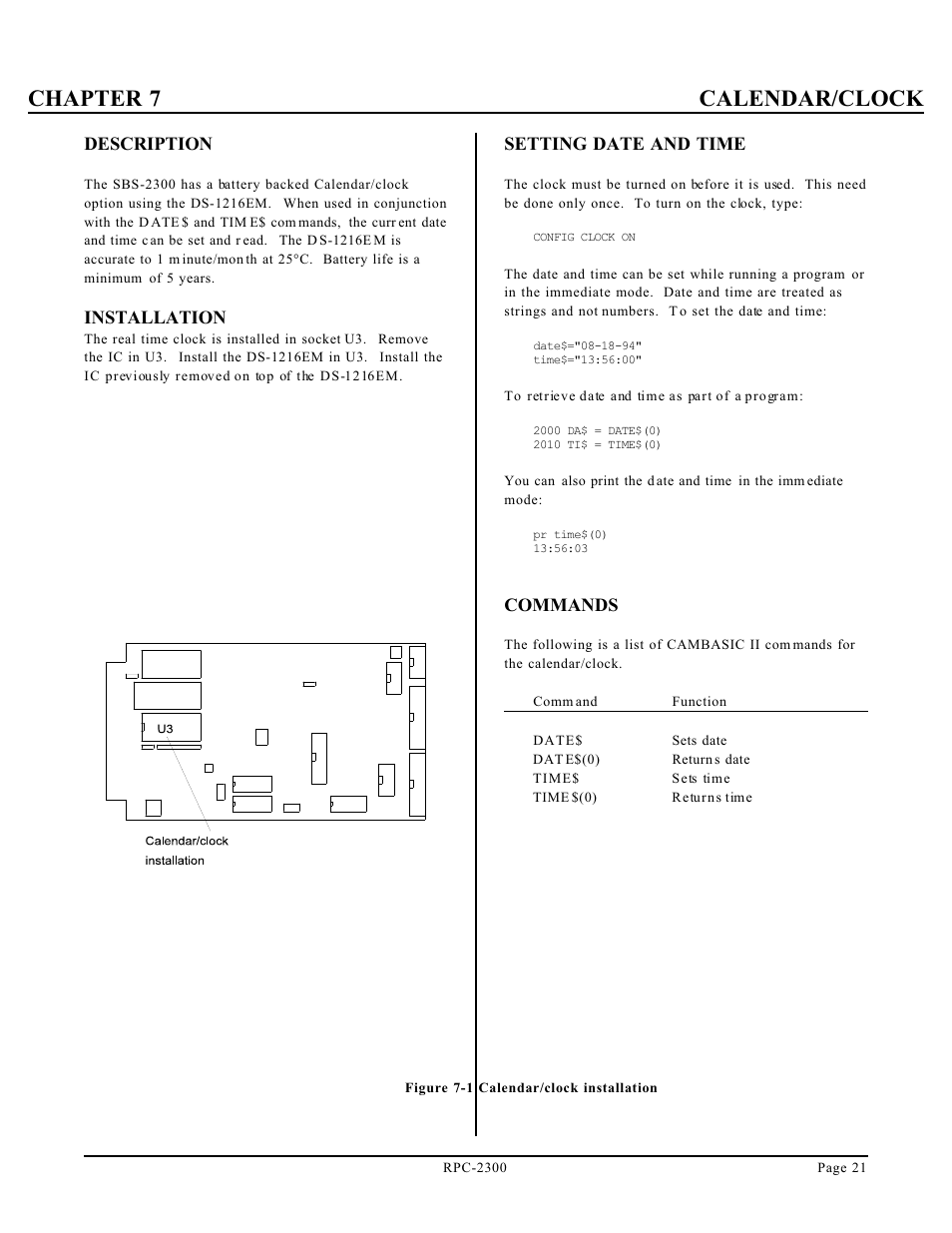 Chapter 7 calendar/clock | Remote Processing RPC-2300 User Manual | Page 23 / 36