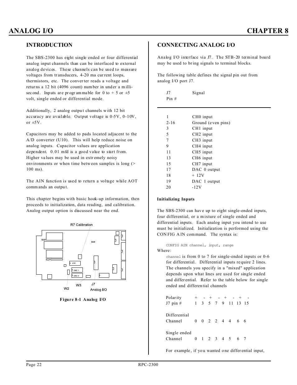 Analog i/o chapter 8, Introduction, Connecting analog i/o | Remote Processing RPC-2300 User Manual | Page 24 / 36
