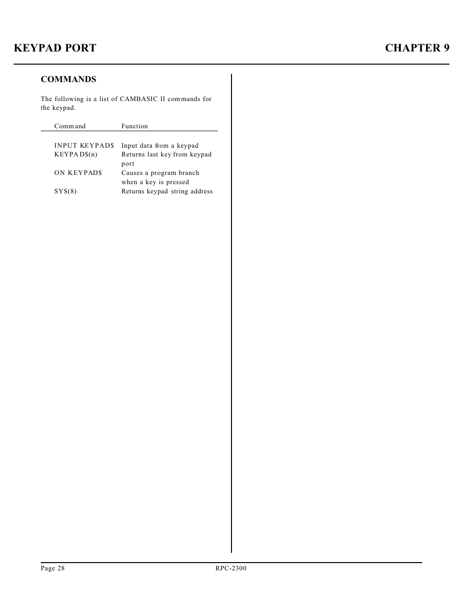 Keypad port chapter 9 | Remote Processing RPC-2300 User Manual | Page 30 / 36