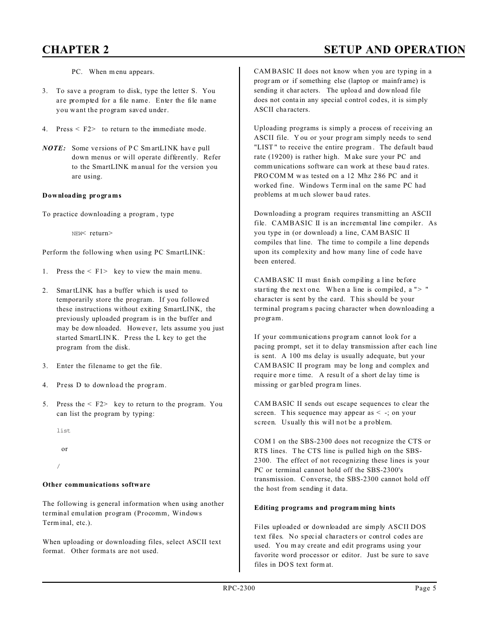 Chapter 2 setup and operation | Remote Processing RPC-2300 User Manual | Page 7 / 36