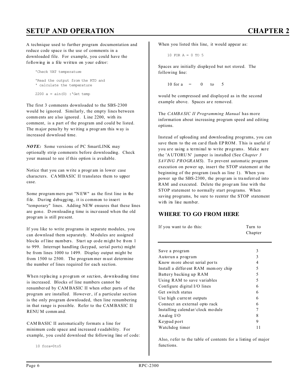 Setup and operation chapter 2, Where to go from here | Remote Processing RPC-2300 User Manual | Page 8 / 36