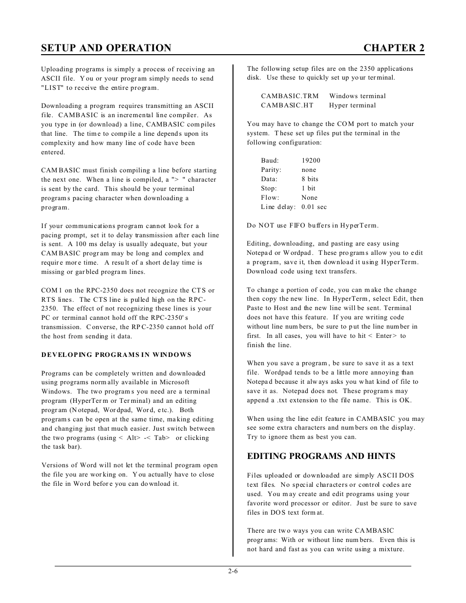 Setup and operation chapter 2, Editing programs and hints | Remote Processing RPC-2350 User Manual | Page 12 / 83