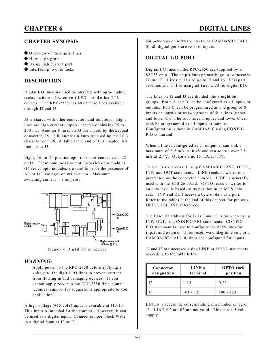 Chapter 6 digital lines | Remote Processing RPC-2350 User Manual | Page 34 / 83