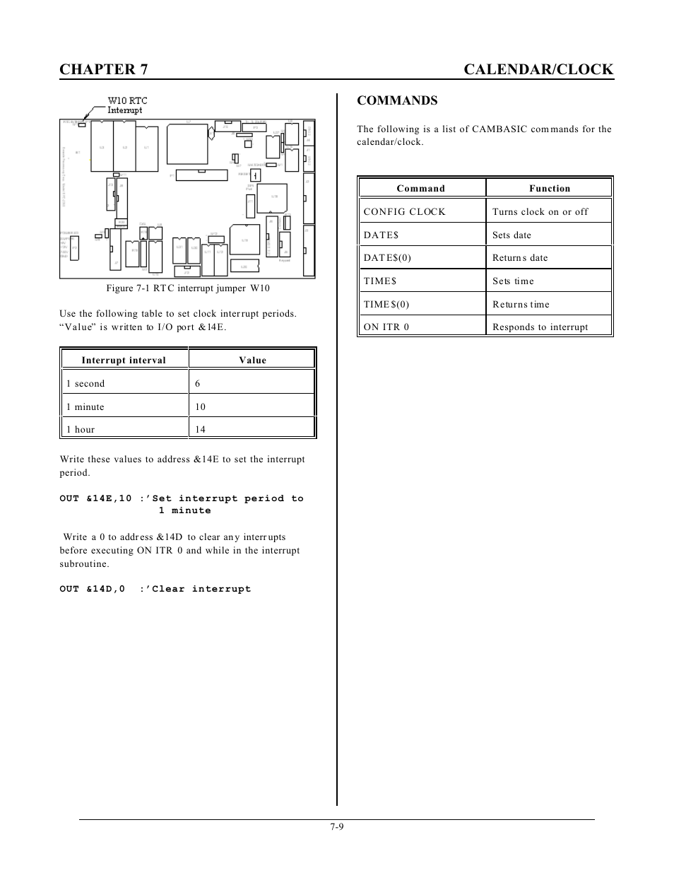 Chapter 7 calendar/clock, Commands | Remote Processing RPC-2350 User Manual | Page 42 / 83