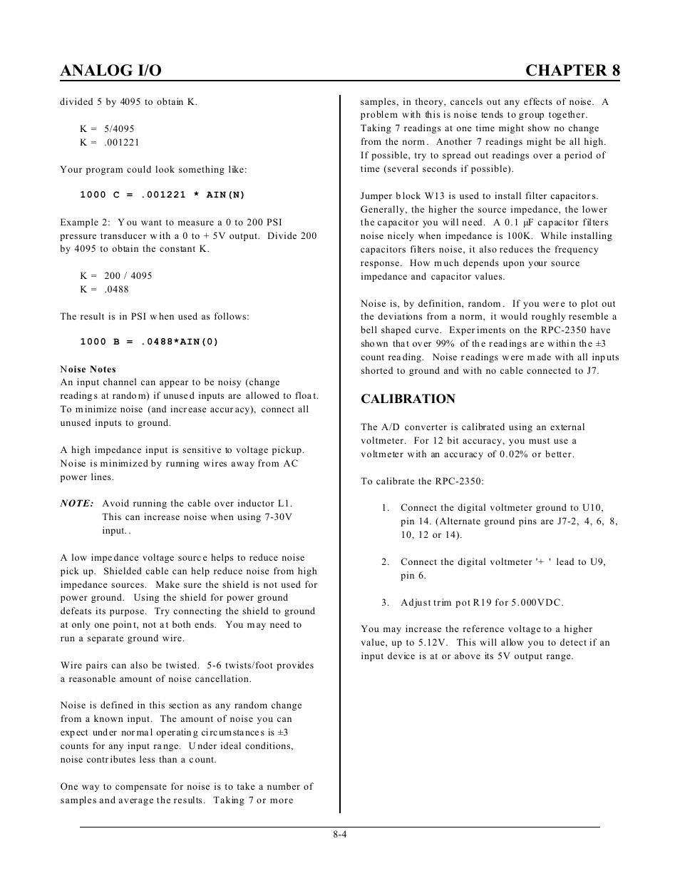 Analog i/o chapter 8 | Remote Processing RPC-2350 User Manual | Page 46 / 83