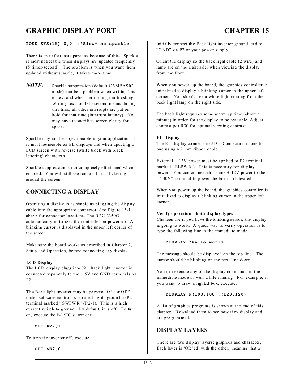 Graphic display port chapter 15 | Remote Processing RPC-2350 User Manual | Page 63 / 83