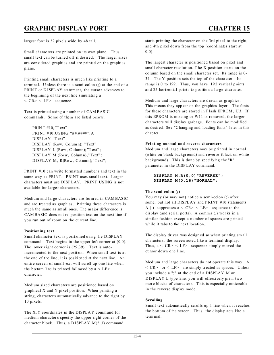 Graphic display port chapter 15 | Remote Processing RPC-2350 User Manual | Page 65 / 83