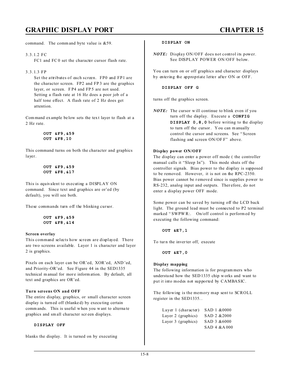 Graphic display port chapter 15 | Remote Processing RPC-2350 User Manual | Page 69 / 83