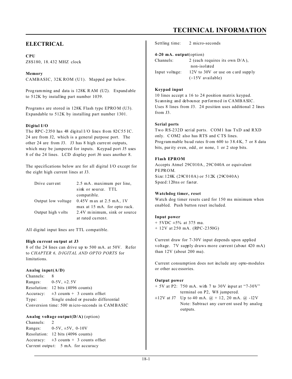 Technical information, Electrical | Remote Processing RPC-2350 User Manual | Page 79 / 83