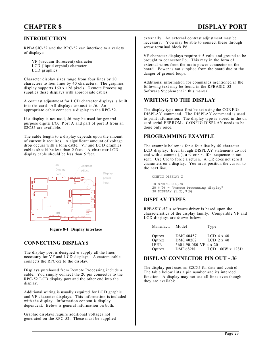 Chapter 8 display port | Remote Processing RPC-52 User Manual | Page 25 / 36