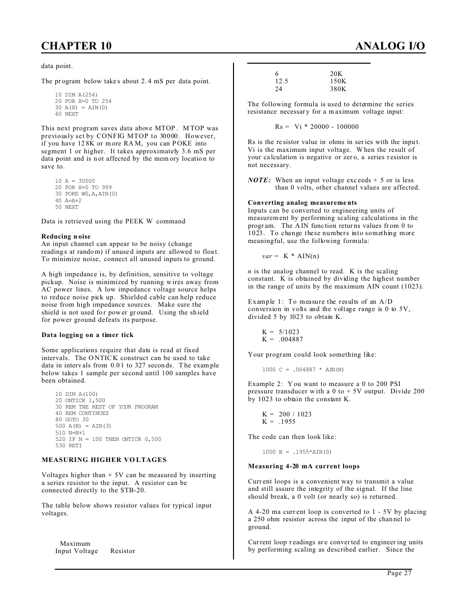 Chapter 10 analog i/o | Remote Processing RPC-52 User Manual | Page 29 / 36