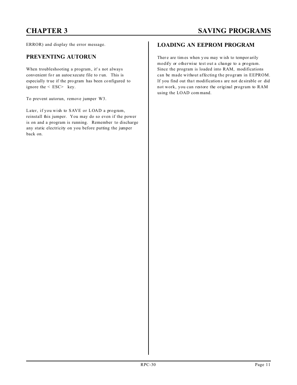 Chapter 3 saving programs | Remote Processing RPC-30 User Manual | Page 13 / 38